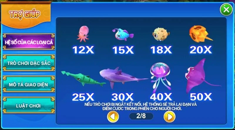 Các biểu tượng cá trong game